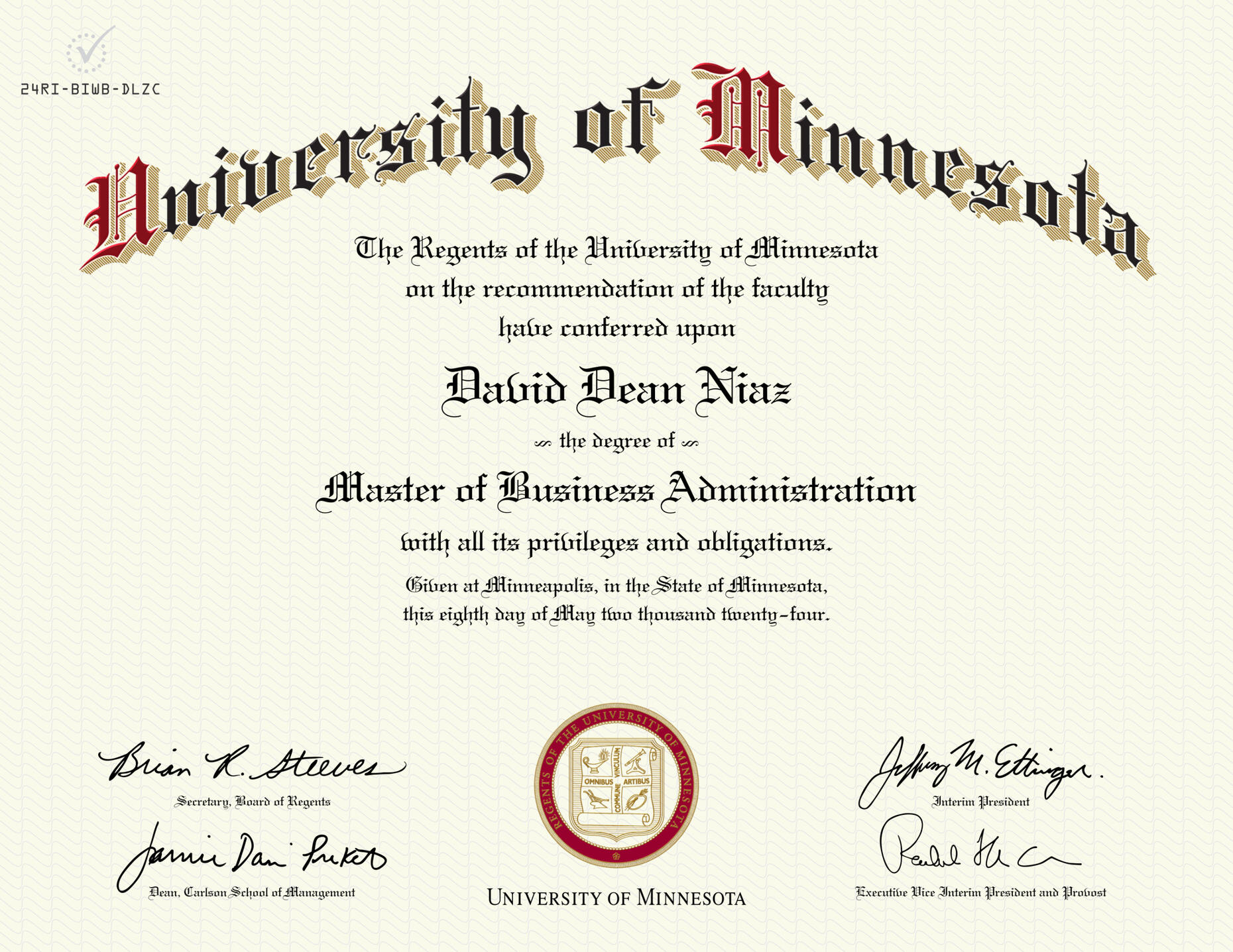 David Niaz MBA Resume Carlson School of Management